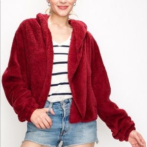 Cozy Cranberry Faux Fur Jacket